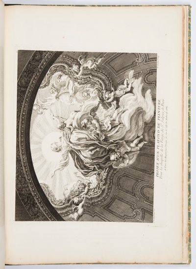 Návrh malovaného stropu pro kapli Panny Marie St. Sulpice z Paříže, deska 105, v Oeuvres de Juste-Aurèle Meissonnier (Díla Just-Aurèle Meissonnier) od Juste Aurèle Meissonnier