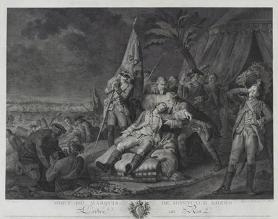 Smrt markýze de Montcalm Gozon (rytina) od Juste Chevillet