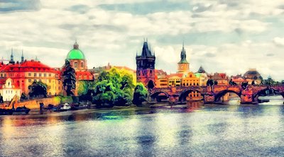 Pohled na Karlův most v Praze od Justyna Jaszke