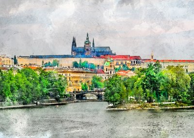 Historický výhled na řeku v Praze od Justyna Jaszke