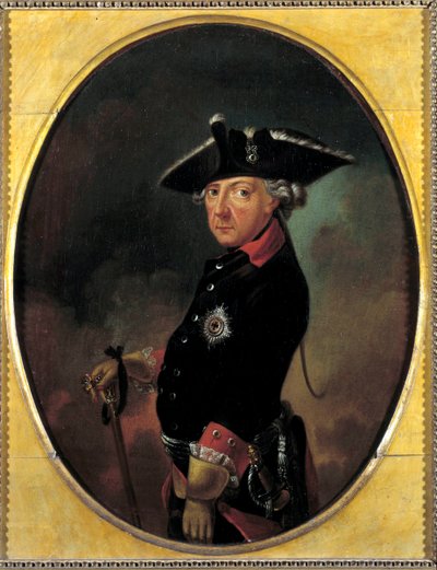 Portrét Fridricha II. Pruského (1712-1786) Malba K. Beeskowa (19. století). 19. století. Orleans. Musee Des Beaux Arts - Portrét Fridricha II Pruského (1712-1786), zvaného Fridrich Veliký. Obraz K. Beeskowa (19. stol.). 19. stol od K. Beeskow