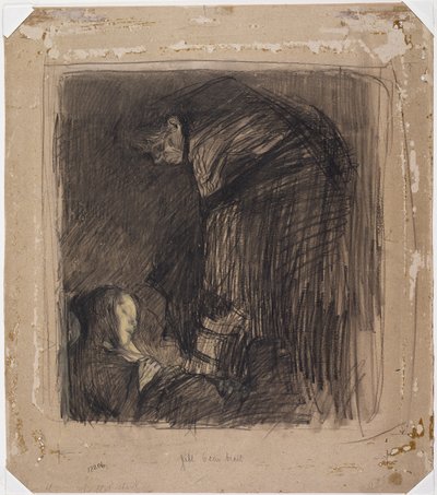 Pohřeb, kolem roku 1903 (uhl, pastel a křída na desce) od Käthe Kollwitz