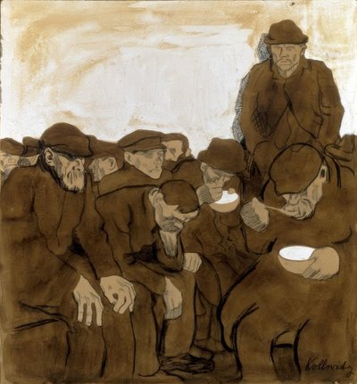 V zahřívacích halách od Käthe Kollwitz