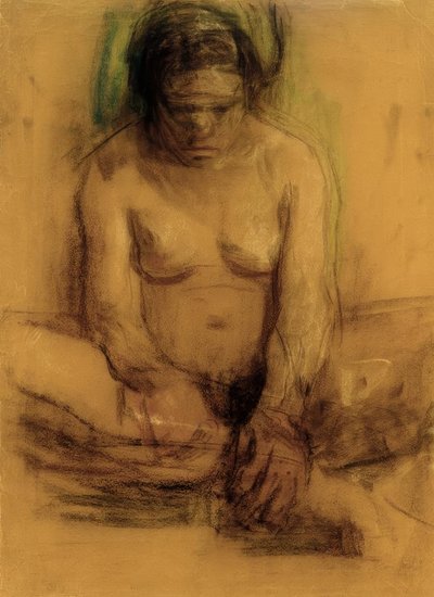 Käthe Kollwitz, sedící ženský akt od Käthe Kollwitz