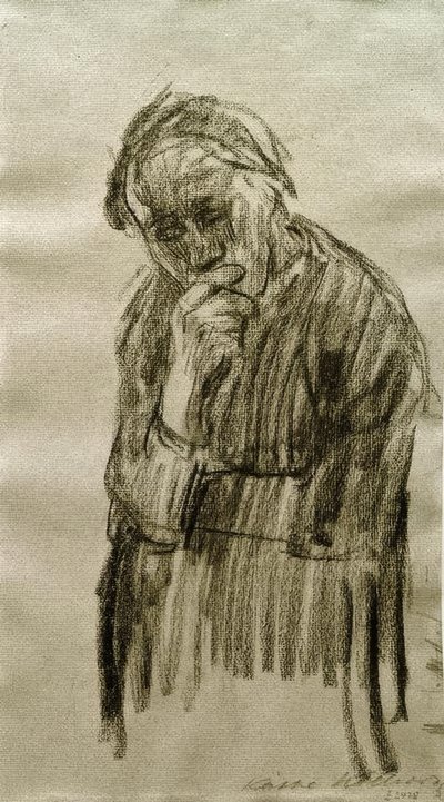 Stojící žena s hlavou položenou na pravé ruce od Käthe Kollwitz