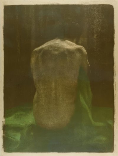 Ženský akt zezadu na zelené látce od Käthe Kollwitz