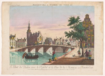 Pohled na Doelenbrug přes Amstel v Amsterdamu Le Pont du Doelen a Amsterdam (název na objektu) od Kaiserlich Franziskische Akademie