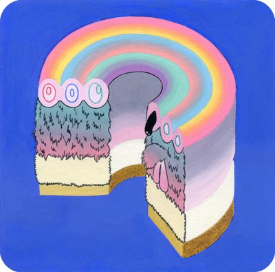 Fuzzcake, 2017 (kombinovaná média na papíře) od Kam Tsz