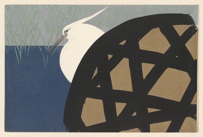 Volavka bílá, 1909 (dřevotisk) od Kamisaka Sekka