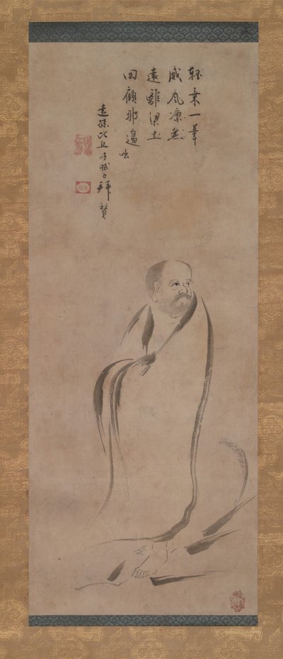 Bodhidharma Překročení řeky Yangzi na rákosu, konec 16. století. od Kano Soshu