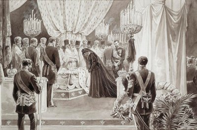 Pohřeb císaře Alexandra III v katedrále svatého Petra a Pavla v Petrohradě, 1894. od Karel Brozh
