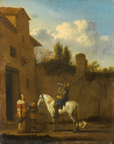 Jízda na trumpetu při pití, 1650-60 od Karel Dujardin