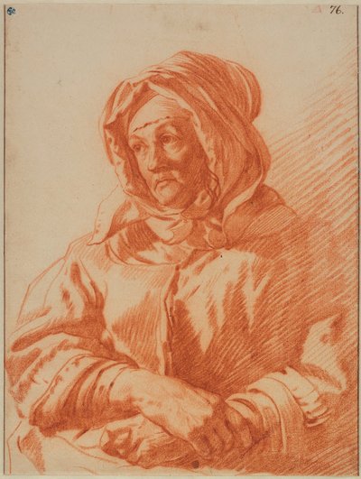 Porträt einer älteren Frau mit Kopftuch od Karel Dujardin