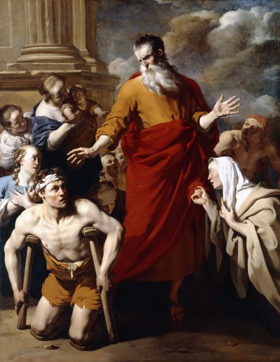 Svatý Pavel uzdravuje nemocné v Lystře, od Karel Dujardin