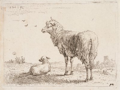 Ovce s jehnětem od Karel Dujardin