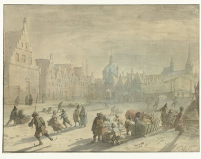 Galge voda v Leidenu s ledovou zábavou od Karel Slabbaert