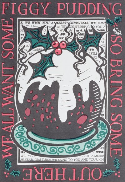 Figgy Pudding, 1998 (linoryt na papíře) od Karen Cater