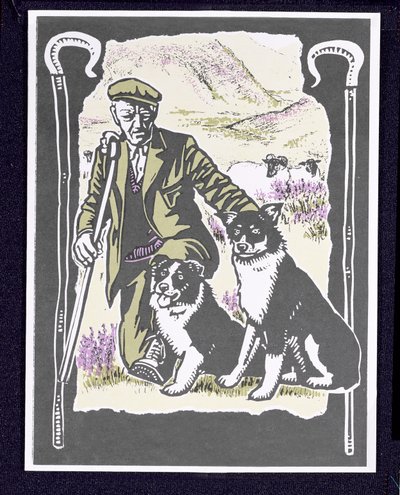 Shepherd Laddie o the Hills, 1997 (linoryt na papíře) od Karen Cater