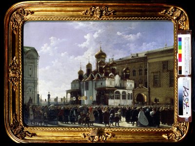 Velikonoční průvod v katedrále Zvěstování Marie v Moskvě. Obraz Karla Petroviče Bodriho (1812-1894). Olej na plátně, 61 x 85 cm od Karl-Fridrikh Petrovich Bodri