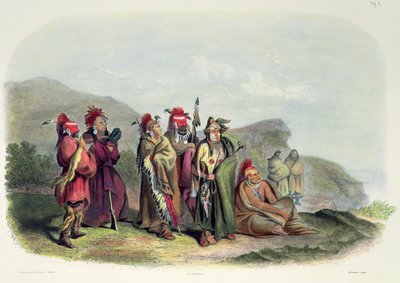 Indiáni kmene Saukie a Fox, deska 20 ze svazku 1 knihy "Cesty po vnitrozemí Severní Ameriky". od Karl (after) Bodmer