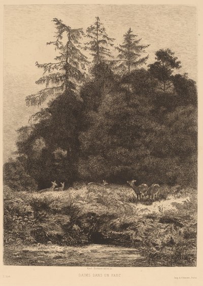 Daněk v parku. od Karl Bodmer