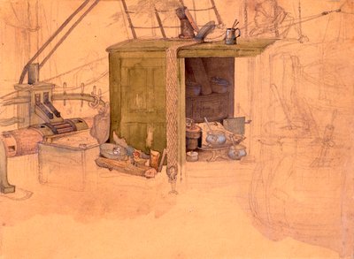 Kuchyně na lodi Janus od Karl Bodmer