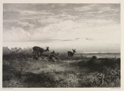 Krajina s jeleny od Karl Bodmer