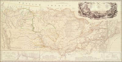 Mapa pro ilustraci cesty prince Maxmiliána z Wied ve vnitrozemí Severní Ameriky z Bostonu do Horní Missouri od Karl Bodmer