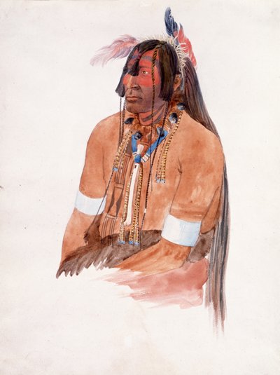 Pravděpodobně Ahschüpsa-Masihichsi, Hidatsa Man (akvarel a grafit na papíře) od Karl Bodmer