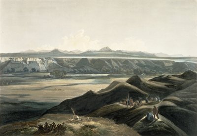 Pohled na Skalisté hory, deska 44 ze svazku 2 „Cesty ve vnitrozemí Severní Ameriky“, vyryl Sigismond Himely (1801-72) 1844 (akvatinta) od Karl Bodmer