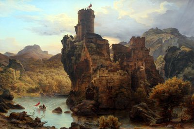 Rytířský hrad - skalní hrad od Carl Friedrich Lessing