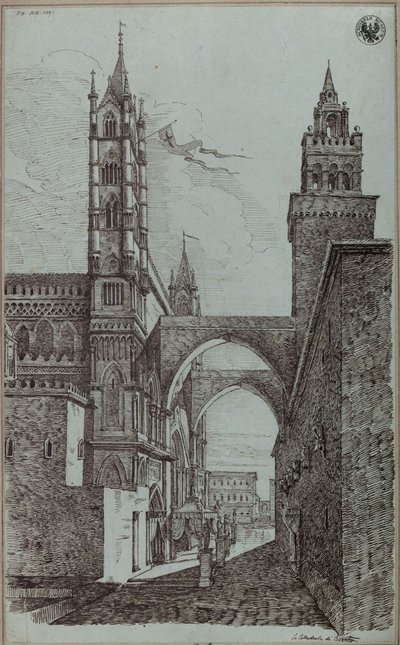 „Pohled na katedrálu v Palermu“ od Karl Friedrich Schinkel