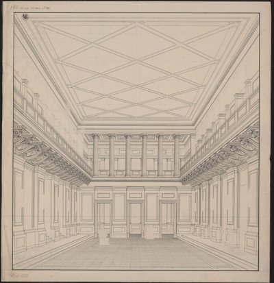 Berlín. Schauspielhaus na Gendarmenmarktu, koncertní sál. Pohled od Karl Friedrich Schinkel