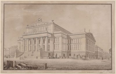 Berlín. Schauspielhaus na Gendarmenmarktu. Perspektivní pohled od Karl Friedrich Schinkel