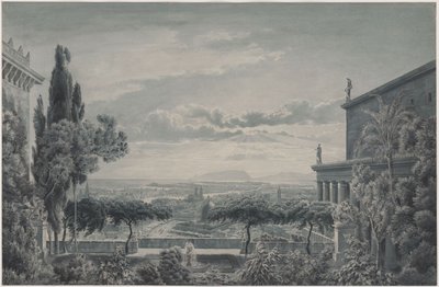 Rezidence knížete. Soukromá zahrada knížecího páru s pohledem na město a moře od Karl Friedrich Schinkel
