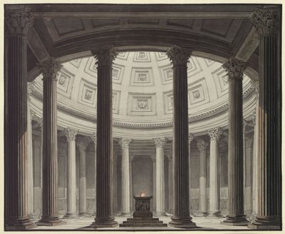 Vestálka. Opera Gaspara Spontiniho. Návrh pro 2. dekoraci. Pohled do chrámu Vesty od Karl Friedrich Schinkel