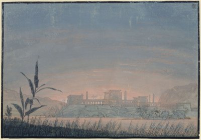 Kouzelná flétna. Opera Wolfganga Amadea Mozarta. Návrh pro 10. dekoraci. Krajina se Sarastrovým hradem od Karl Friedrich Schinkel