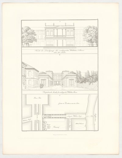 Prodloužená Wilhelmstraße, list 19 ze série „Sbírka architektonických návrhů“ od Karl Friedrich Schinkel