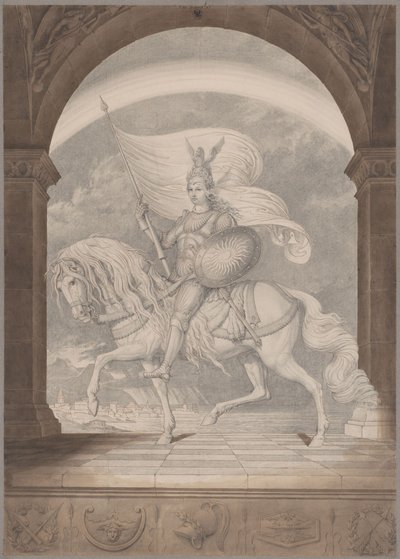 Jezdec na koni v plné zbroji / Génius Pruska jako rytíř od Karl Friedrich Schinkel