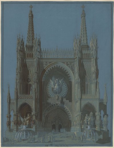 Průčelí dvouvěžové gotické katedrály od Karl Friedrich Schinkel