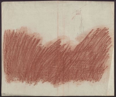Flächiger Auftrag von Rötel zum Durchzeichnen der Darstellung auf recto od Karl Friedrich Schinkel