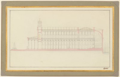 Podélný řez katedrálou pro Berlín od Karl Friedrich Schinkel