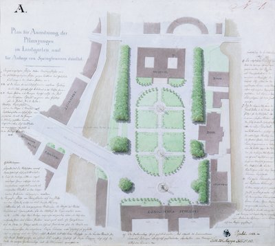 Redesigning the Lustgarten, 1828 (Wc a pero a inkoust na papíře) od Karl Friedrich Schinkel