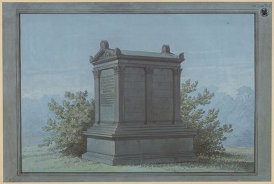 Sarkofág ve tvaru chrámu - Belchau (Białochowo), dříve okres Graudenz (Powiat Grudziądzki), správní obvod Marienwerder (Województwo Kujawsko-Pomorskie). Návrh náhrobku Klinggräf v podobě malého chrámu s korintskými pilastry od Karl Friedrich Schinkel