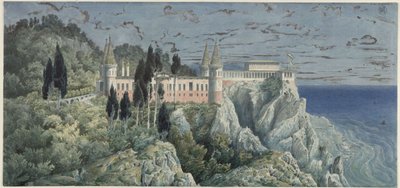 Palác Orianda na Krymu. Moskevský návrh. Pohled od Karl Friedrich Schinkel