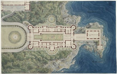 Palác Orianda na Krymu. Moskevský návrh. Půdorys s okolím od Karl Friedrich Schinkel