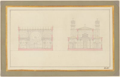 Část křižovatky a západní konec katedrály pro Berlín od Karl Friedrich Schinkel