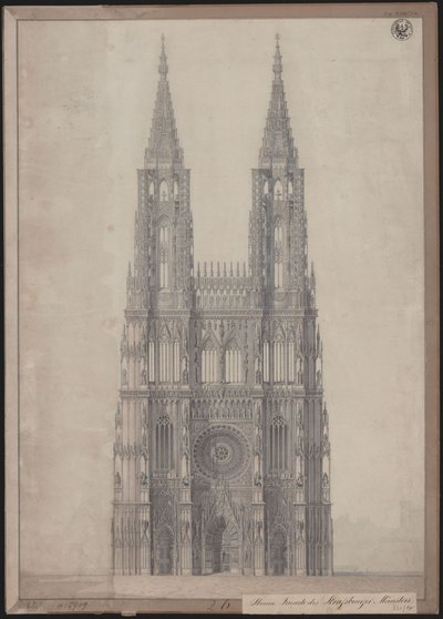 Štrasburk. Katedrála. Návrh na dokončení západního průčelí od Karl Friedrich Schinkel