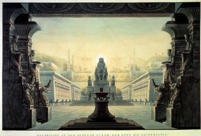 Divadelní výzdoba: Dekor pro operu „La flétna enchante (Die Zauberflote) Wolfganga Amadea Mozarta na libreto Emanuela Schikanedera. Kresba Karla Schinkela (1781-1841) od Karl Friedrich Schinkel