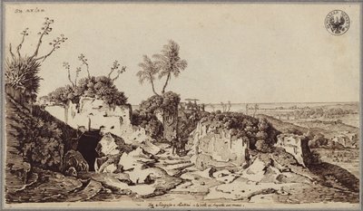 Mezi Syrakusami a Lentini s pohledem na Augustu a moře od Karl Friedrich Schinkel